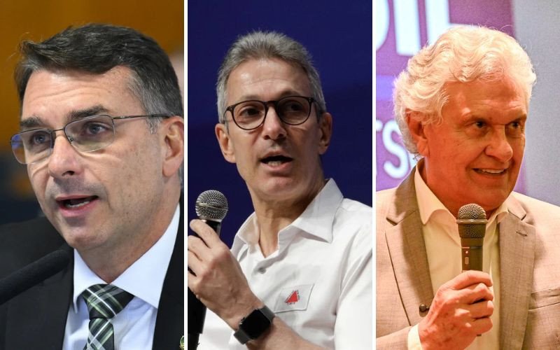 Zema alerta sobre riscos de voto em Flávio Bolsonaro e Caiado clama por cooperação eleitoral
